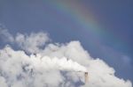 Smoke And Rainbow Stock Photo