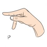 Sign Language And The Alphabet,the Letter P Stock Photo