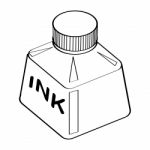 Line Drawing Of Ink Bottle -simple Line Stock Photo