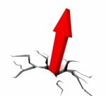 Red Upward Arrow Shows Breakthrough Stock Photo