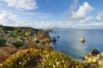 Natural Coastline Of Algarve Stock Photo