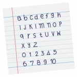 Design Sketched Alphabet In Blue Ink On Paper Stock Photo