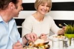 Couple Enjoying Vegetarian And Healthy Breakfast Stock Photo