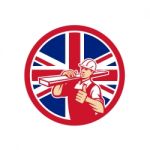 British Lumber Yard Worker Union Jack Flag Icon Stock Photo