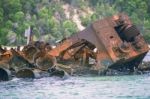 Sunk Shipwrecks At Tangalooma Island In Moreton Bay Stock Photo