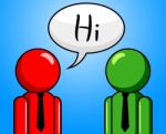 Hi Conversation Shows How Are You And Chinwag Stock Photo