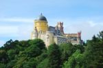 Colorful Palace Of Pena Landscape View In Sintra, Portugal Stock Photo