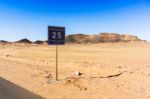 Sign On The Road, Sahara Desert South Of Egypt Stock Photo