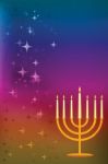Hanukkah Card With Candle Holder Stock Photo