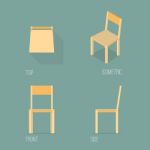 Set Of Wooden Chair Isometric Drawing Stock Photo