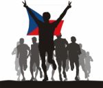 Winner Of The Athletics Competition With The Czech Republic Flag Stock Photo