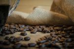 Studio Shot Of Coffee Beans In A Bag Stock Photo