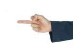 Businessman Show Middle Finger Isolated On White Background Stock Photo