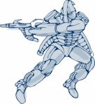 Mecha Robot Warrior With Ray Gun Stock Photo