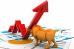 Business Growth Chart And Bull Stock Photo