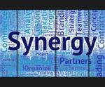 Synergy Word Represents Work Together And Collaboration Stock Photo