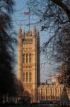 View Of The Sunlit Houses Of Parliament Stock Photo