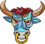 Angry Bull Head Mosaic Stock Photo
