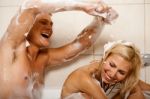 Couple Sharing A Bath Stock Photo