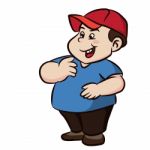 Cartoon Fat Boy With Smiling -  Clipart Illustration Stock Photo
