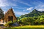 Temple In Thailand Near Mountain Valley During Sunrise Natural S Stock Photo