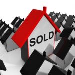 Sold House Shows Purchase Or Auction Of Home Stock Photo