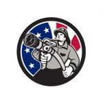 American Fireman Usa Flag Icon Stock Photo