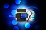 3d Rendering Fitness Bracelet Smart Watch With Database Near Tool Stock Photo