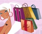 Girls Shopping Stock Photo