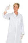 Middle Age Woman Doctor With Syringe Stock Photo