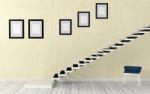 White Staircase Room Interior In Modern And Minimal Style Stock Photo