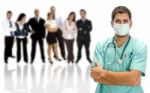 Surgeon With Face Mask Stock Photo