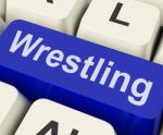 Wrestling Key Shows Wrestler Fighting Or Grappling Online Stock Photo