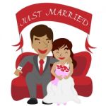 Just Married Couple Background Stock Photo