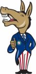Democrat Donkey Mascot Thumbs Up Cartoon Stock Photo