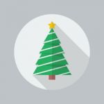 Christmas Tree Flat Icon Stock Photo