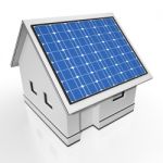 House With Solar Panels Showing Sun Electricity Stock Photo
