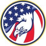 American Eagle Flying Usa Flag Retro Stock Photo
