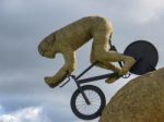 Olympic Cyclist Straw Sculpture Stock Photo