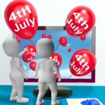 Red Fourth Of July Balloon Shows Independence Spirit Online Stock Photo
