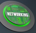Networking Button Means Global Communications And Computing 3d Rendering Stock Photo