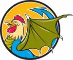 Basilisk Bat Wing Circle Cartoon Stock Photo