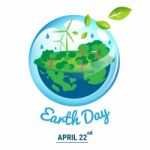 Ecology World With April 22 Earth Day Text Stock Photo