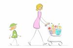 Mother Shopping With Daughter Stock Photo