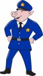 Policeman Pig Sheriff Cartoon Stock Photo