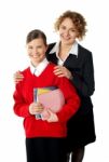 Teacher With Her Student, Posing Stock Photo