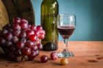 Wine Grapes On A Wooden Stock Photo