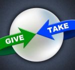 Give Take Arrows Shows Donated Proffer And Taking Stock Photo