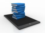 3d Rendering Internet Education. Books In Mobile Phone Stock Photo