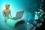 3d Man In Meditation With Laptop Stock Photo